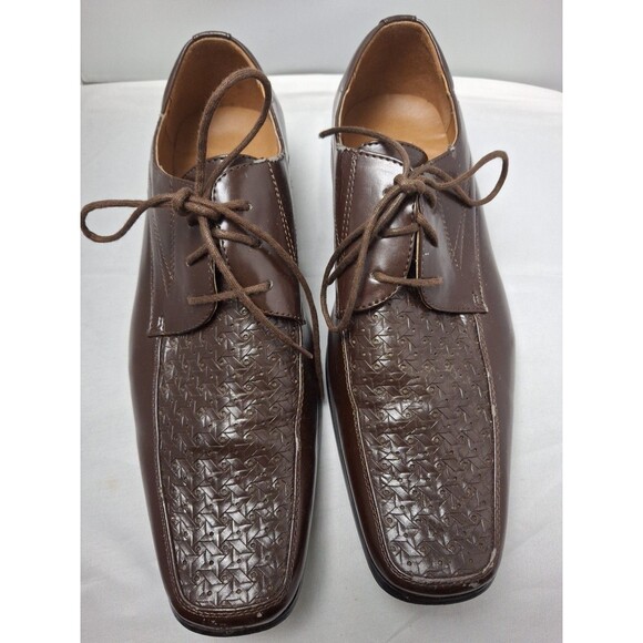 IZAK MATALINI Men\'s Brown Dress Shoes Size 7.5 Woven Details Oxfords main image 11